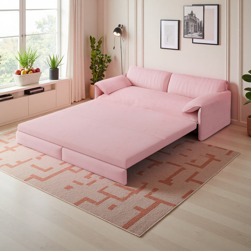 66" Queen Pull Out Sofa Bed - 3-in-1 Convertible Velvet Sleeper With Storage, Multi-functional Loveseat For Living Room, Bedroom & Office