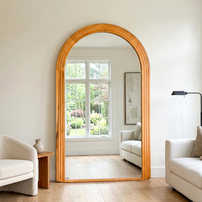 43 in. W x 71 in. H Arched Solid Wood Framed Floor Mirror