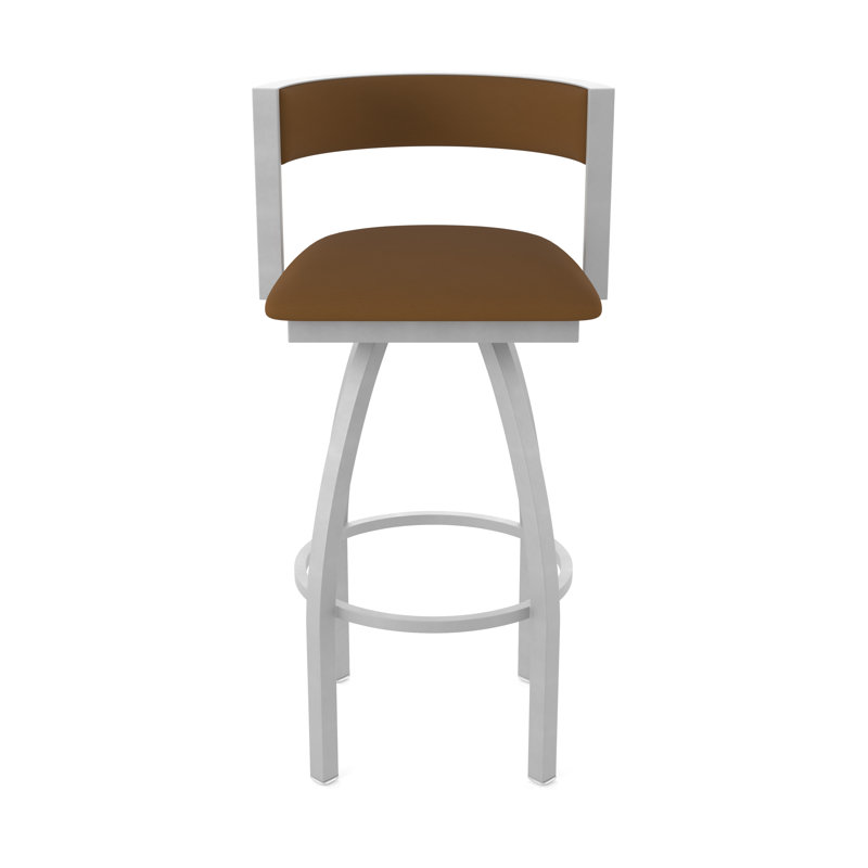 Tabouret Artémis, Nickel anodisé, Tabouret de comptoir (siège d'une hauteur de 25 p, Vinyle - chaume Canter