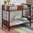 Bunk Bed Modern Style Steel Frame Bunk Bed with safety rail, built-in ladder-101953798