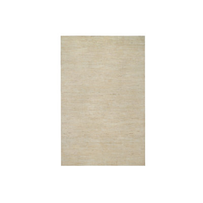 Tapis blanc en laine noué à la main 6 pi 4 po x 9 pi 9 po FB3429759CF547F38258FFD368A60F94