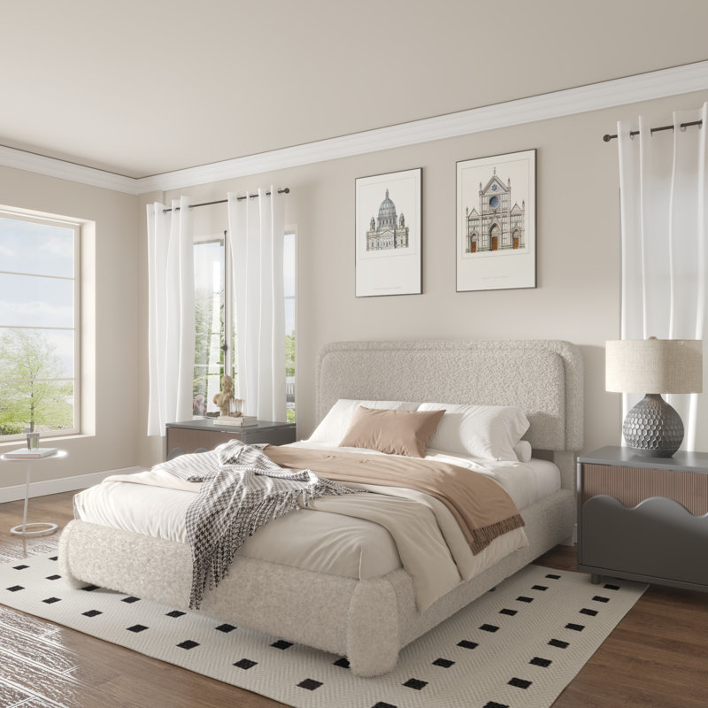 Base de lit tapissier Haden, Grand, Beige