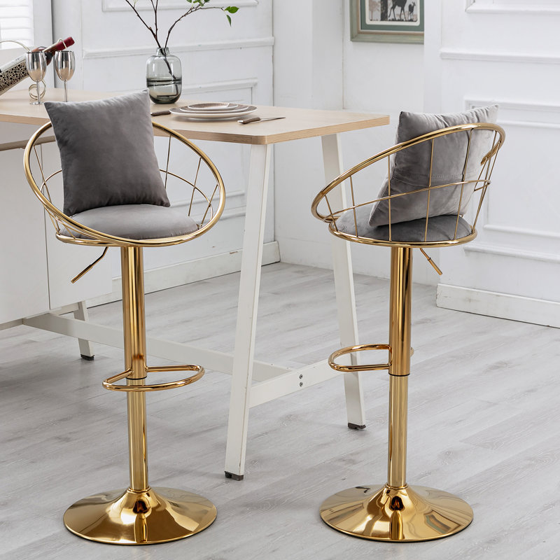 Chaise de bar en velours Peacock Blue