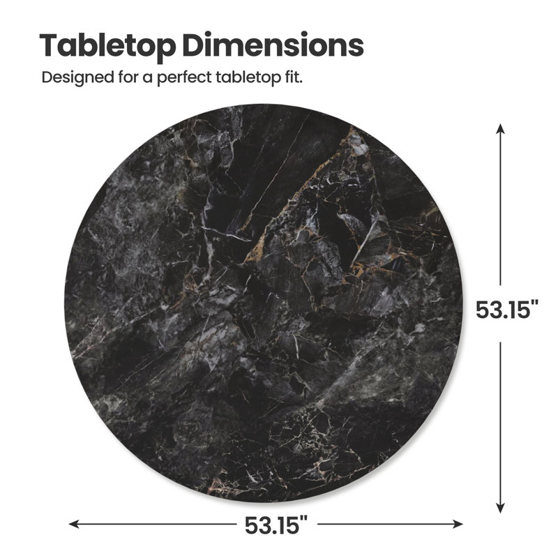 Plateau de table rond moderne en céramique frittée noire de 53 pouces (plateau seulement)