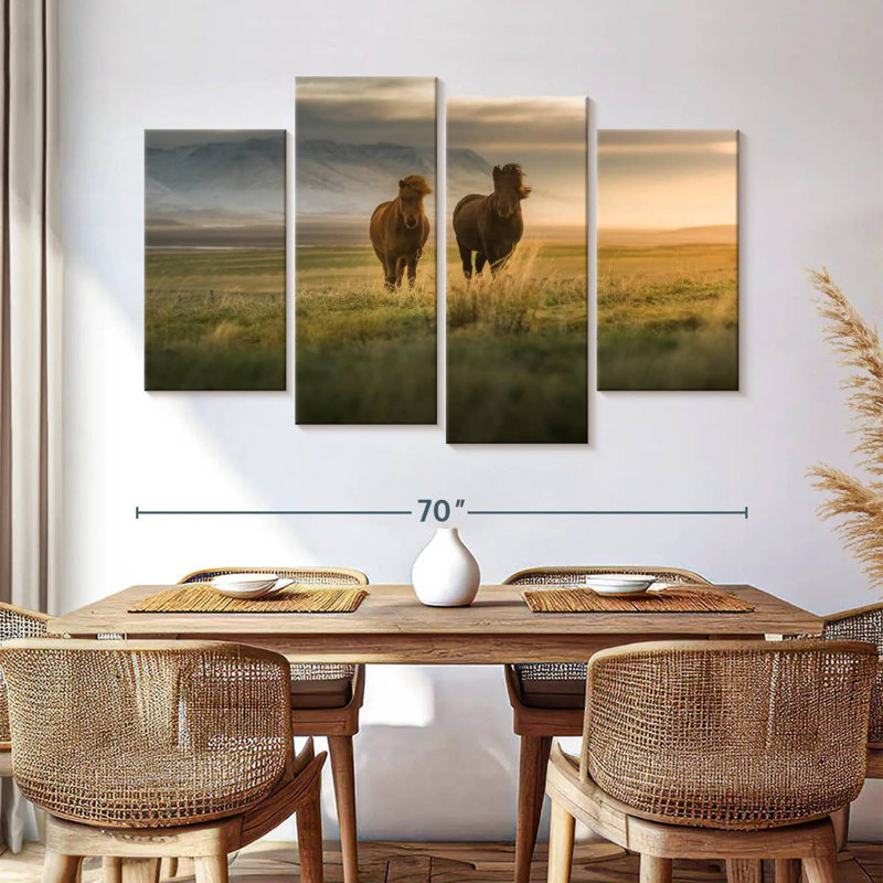 Wandering Icelandic Horses, 42"H x 68"W