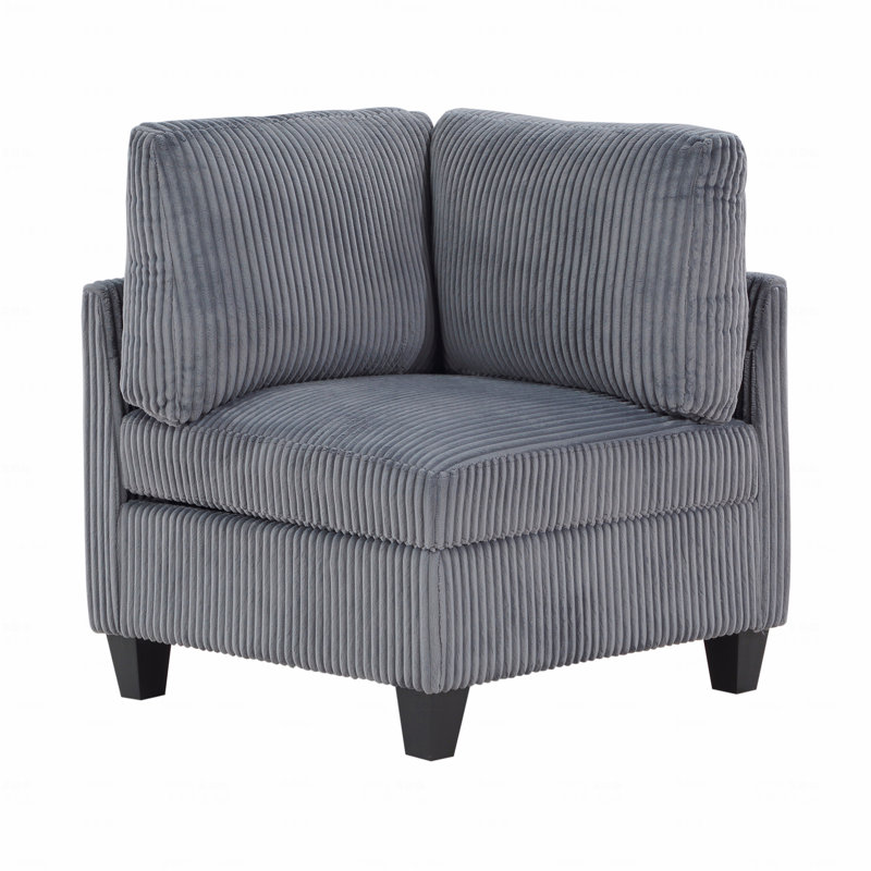 Siège de coin de style moderne gris foncé avec rangement et tissu d'ameublement en velours côtelé, Gris