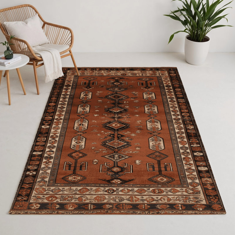 Turkish Brown Indoor and Outdoor Area Rug, Rectangle 9' x 12'