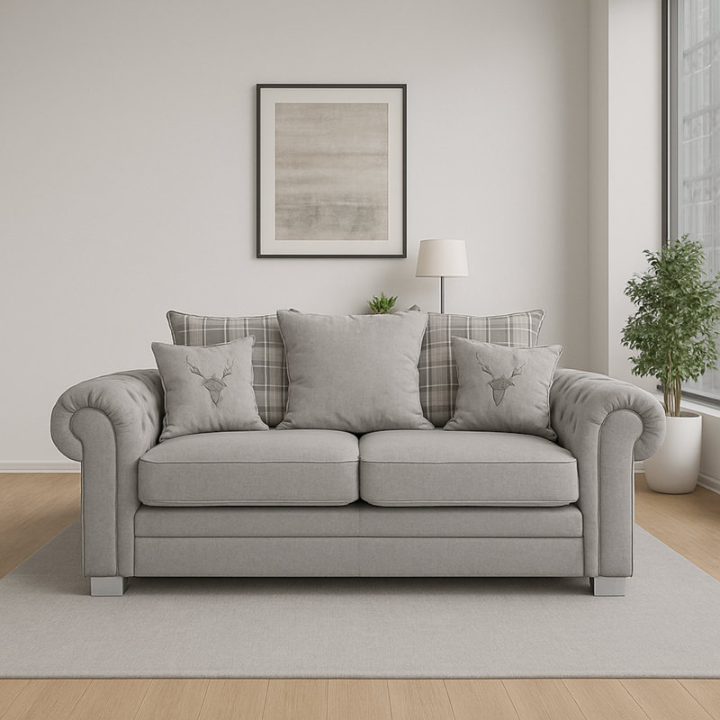 Sofa, Grey, 80cm H x 190cm W x 90cm D