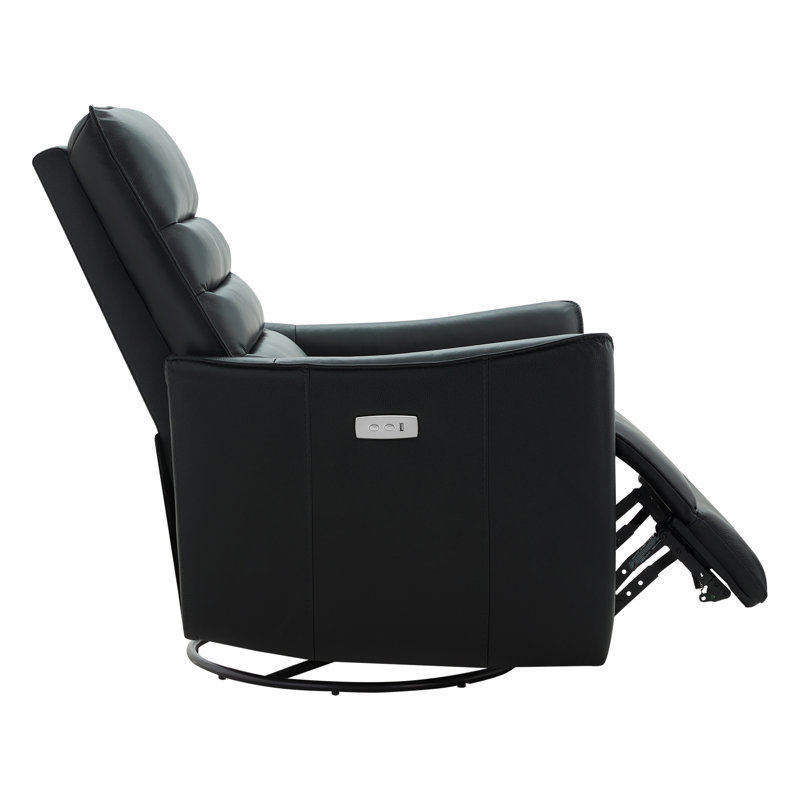 Fauteuil inclinable électrique pivotant en cuir véritable Gabi (ensemble de 2), Floride - noir