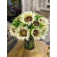 Sunflowers In Glass Vase With Grass-1993210395