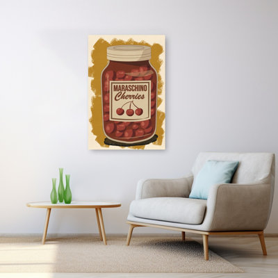 Retro Maraschino Cherries Retro Traditional Vintage Wall Art Print by Nicholas - Wrapped Canvas Print