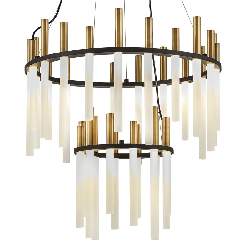 Echo Integrated LED Two-Tier Chandelier w/ Etched Acrylic Rods