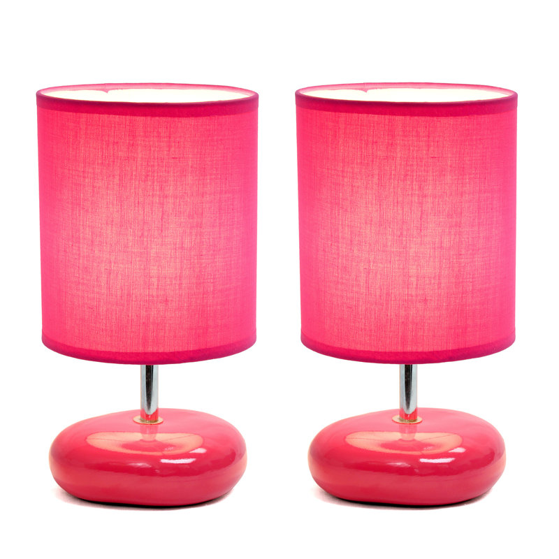 Petite Circle Stone Table Lamp 2 Pack Set, Pink