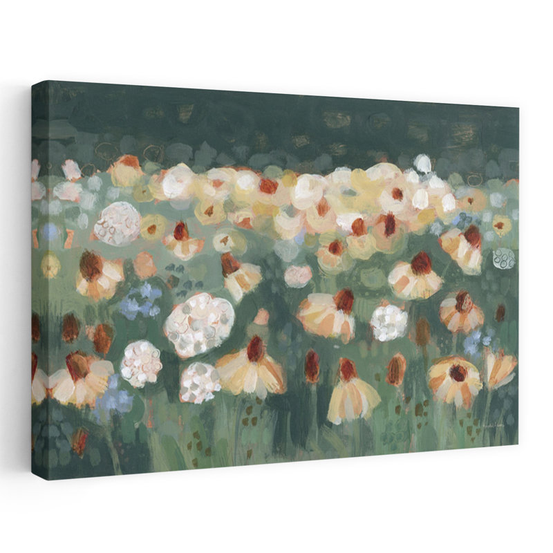 Fleurs sauvages I, art abstrait paysage mural, H 16 po x l 24 po