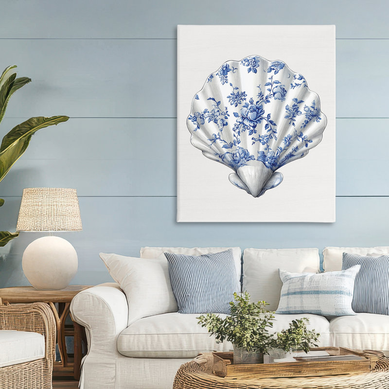 Funky Toile Seashell Canvas, design by Lettered and Lined, 48" H x 36" W