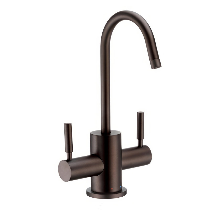 Whitehaus Point of Use Instant Hot/Cold Water Drinking Faucet with Gooseneck Swivel Spout, Oil Rubbed Bronze