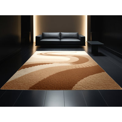 Tapis beige moderne lavable à la machine Pittman Basilisk