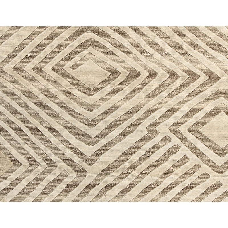 Tapis ivoire noué à la main de haute qualité, Rectangle 6 pi x 9 pi