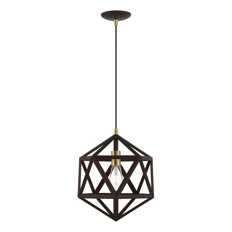 Vallejos 1-Light Metal Globe Pendant , Bronze/Antique Brass, Bronze