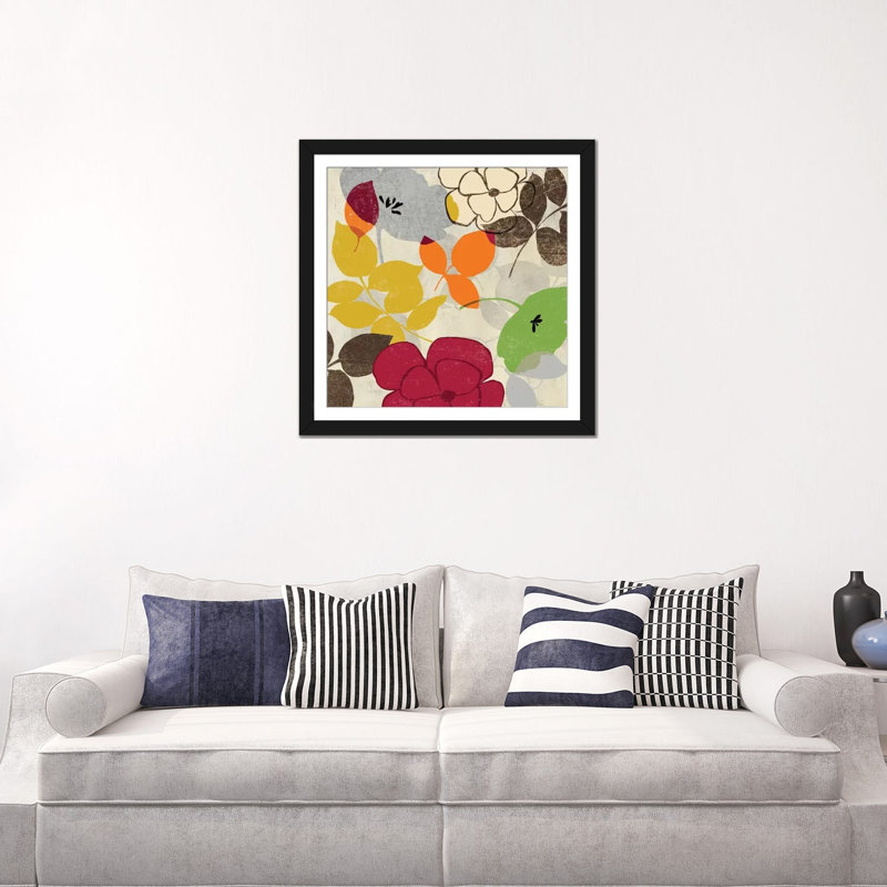 « fantaisie », reproduction sur toile, H 16 po x l 16 po x P 1 po, Papier d'art encadré noir, Blanc