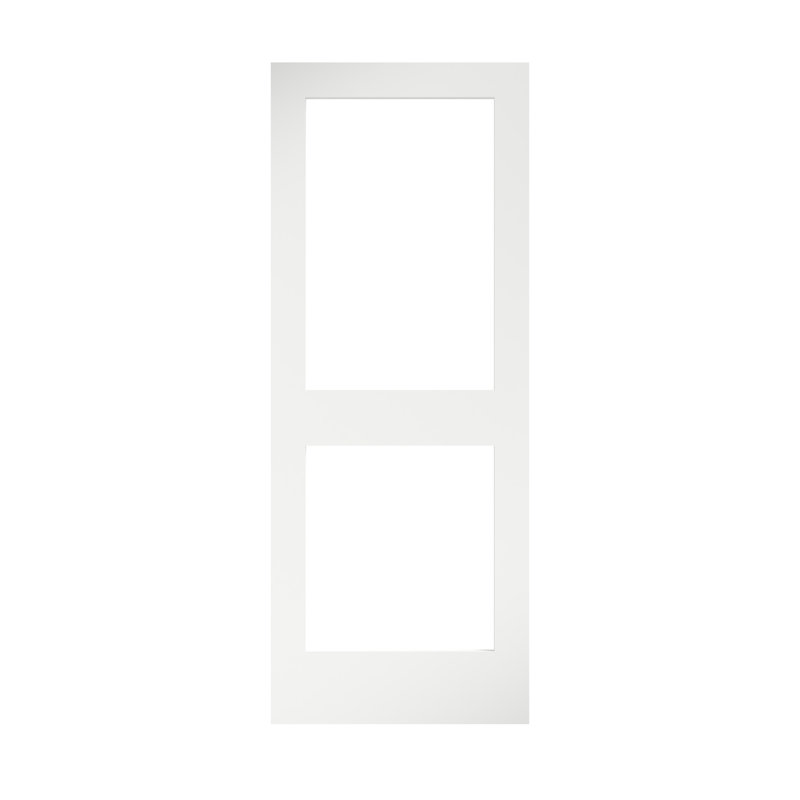30" x 80" White Primed Solid Pine 2-Panel Glass Door Slab