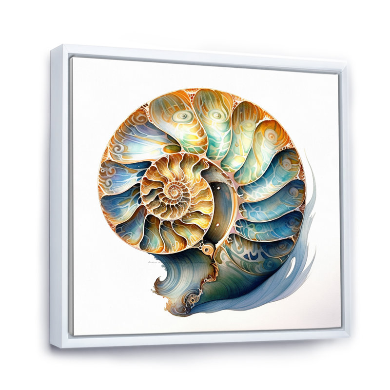 «Seashell Symphony I», reproduction sur toile, Cadre flottant blanc, H 30 po x l 30 po x P 1 po