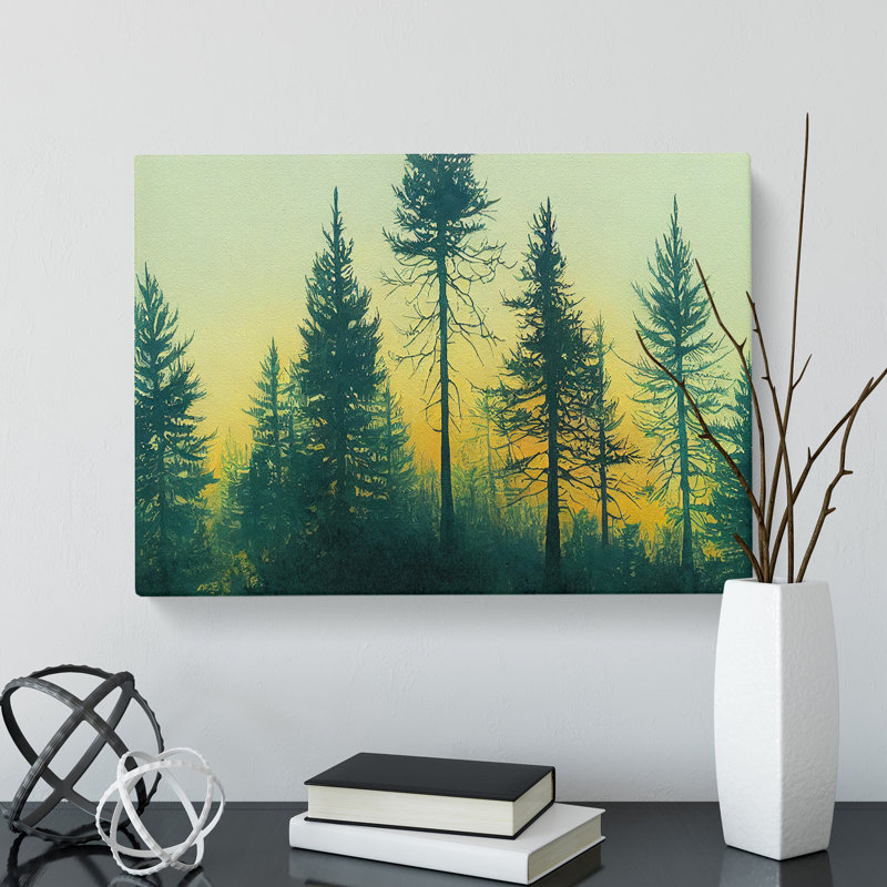 Pine Tree Forest Watercolour Vol.2 - Wrapped Canvas, 50cm H x 76cm W x 3cm D