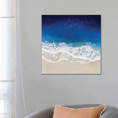 Indigo Ocean Waves III 1 Piece Wrapped Canvas Wall Art