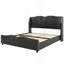 Cadre de lit tapissier grand en cuir, cadre de lit moderne avec tête de lit à oreilles, lit plateforme tapissier avec pied de lit ondulé, sans sommier, noir-1342709884-1342709887