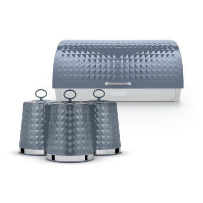 Tower Solitaire Bread Bin and Set of 3 Storage Canisters for Coffee/Sugar/Tea 1.5L