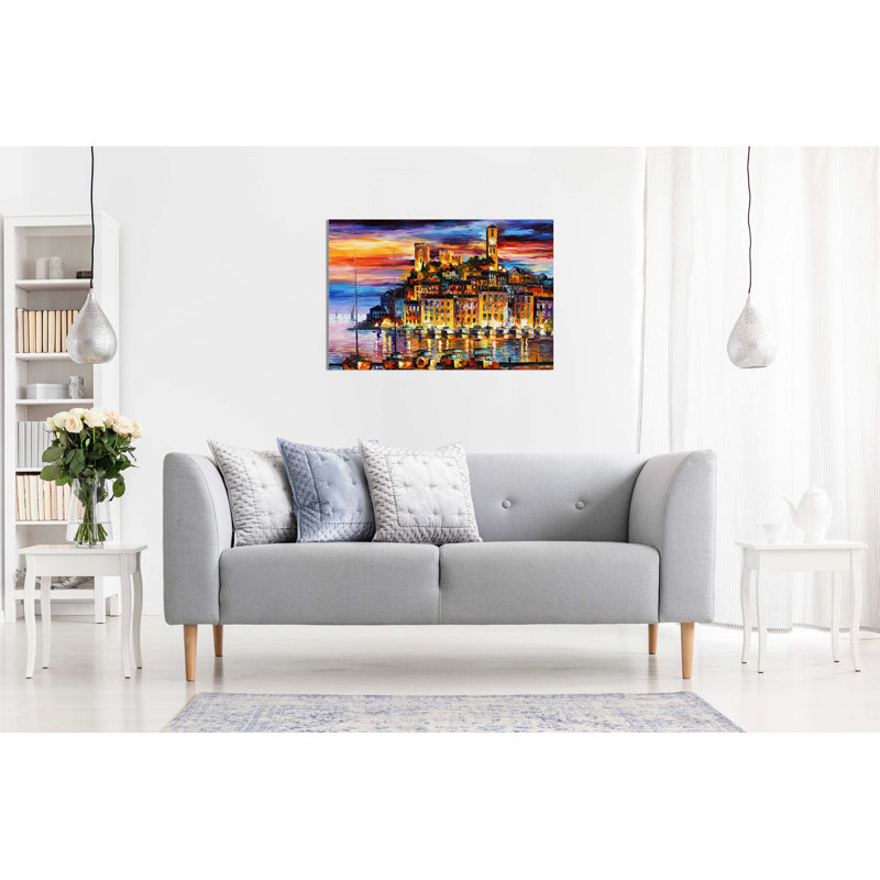 Cannes France by Leonid Afremov - Wrapped Canvas Painting, 20cm H x 31cm W