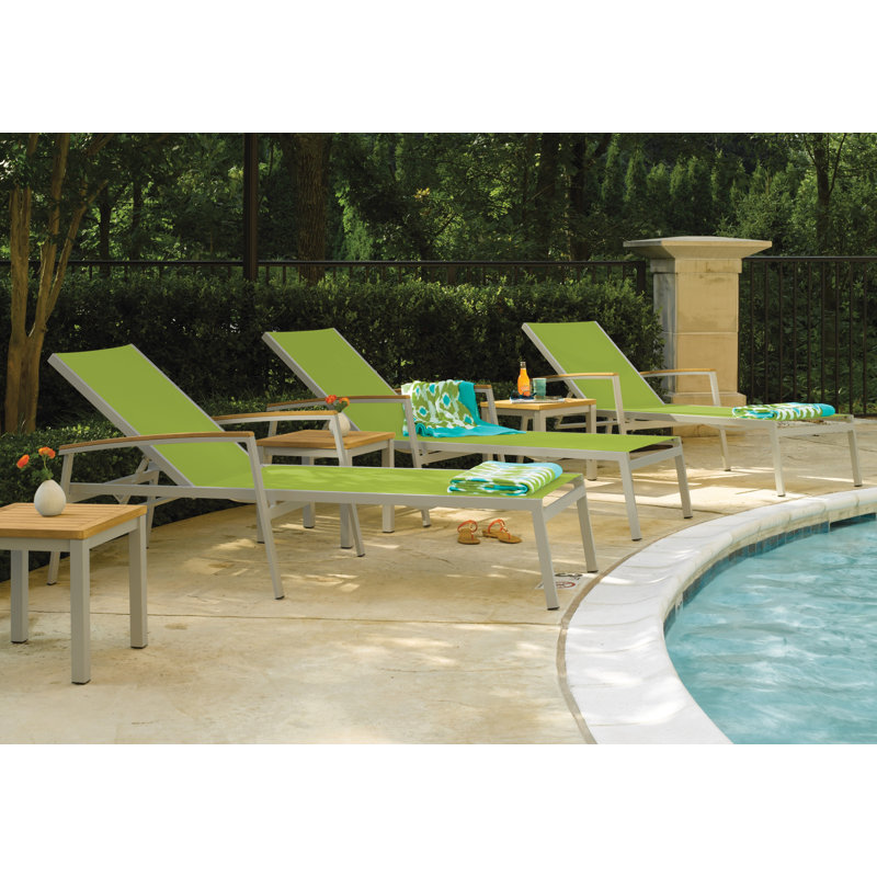 Travira 8 Piece Chaise Lounge Set, Go Green, Teakwood Natural