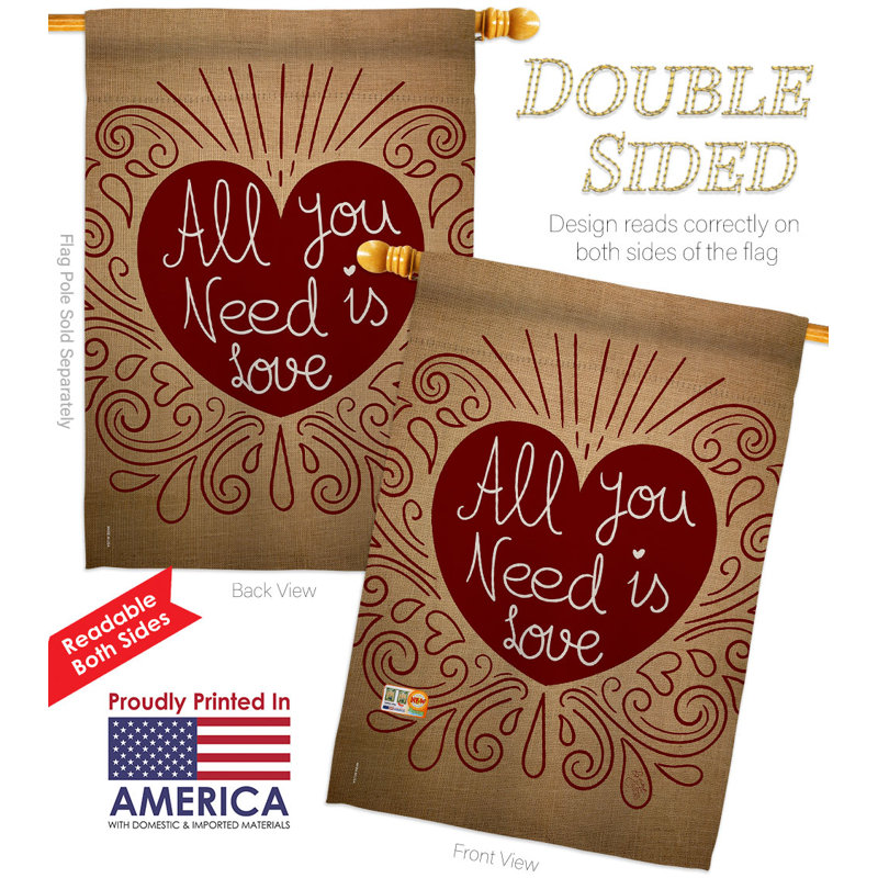 Drapeau de maison 40 po x 28 po All You Need Is Love