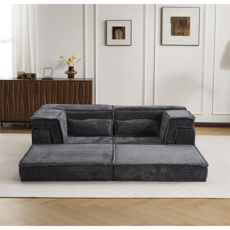 Canapé-lit convertible, Tissu gris foncé