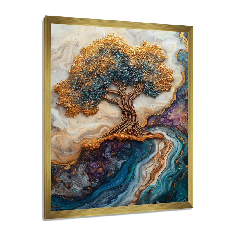 Monchello - paysages, impressions d'art mural, H 32 po x l 16 po, Reproduction encadrée d'une seule photo, Doré