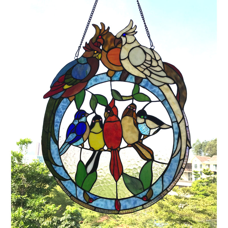 Panneau de fenêtre en verre songbird tiffany
