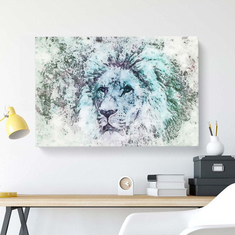 A Lion Portrait In Abstract - Wrapped Canvas Print, 35cm H x 50cm W x 3cm D