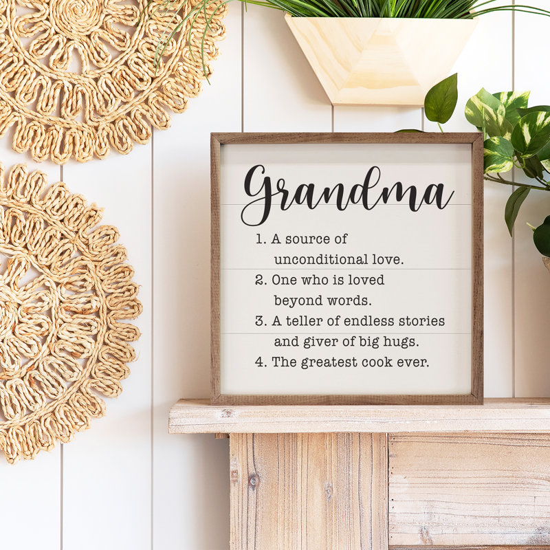 Grandma Definition Script White, 12" W x 12" H