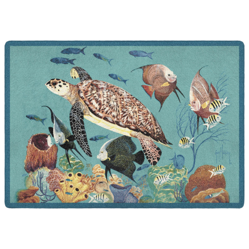 Guy Harvey Sponge Garden Area Rug, Rectangle 7'8" x 10'9"
