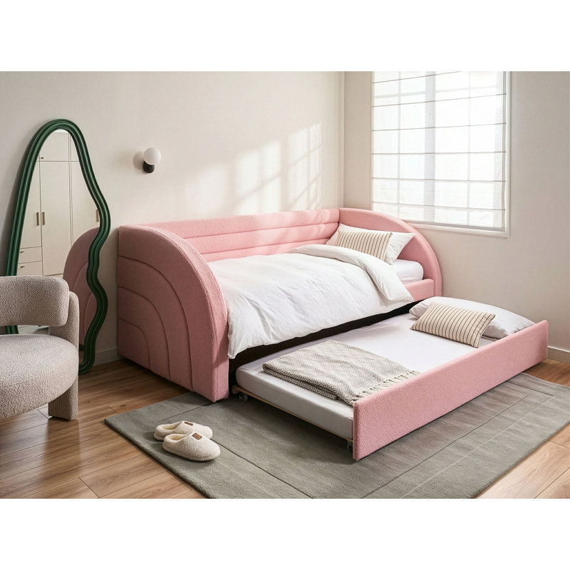 Upholstered European Single (90 x 200 cm) Boucle Bed Frame