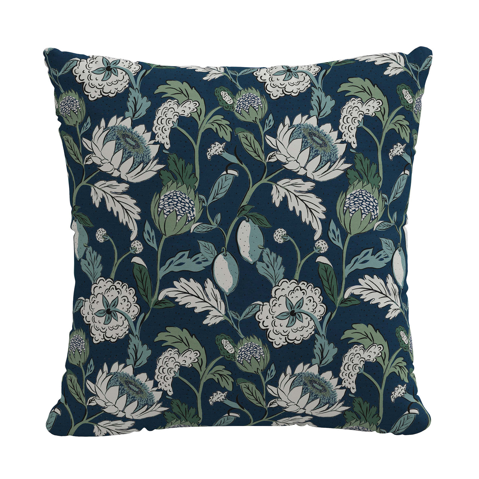 Arkins 22" x 22" Cotton Pillow Cover, 18, Feathers, Navy