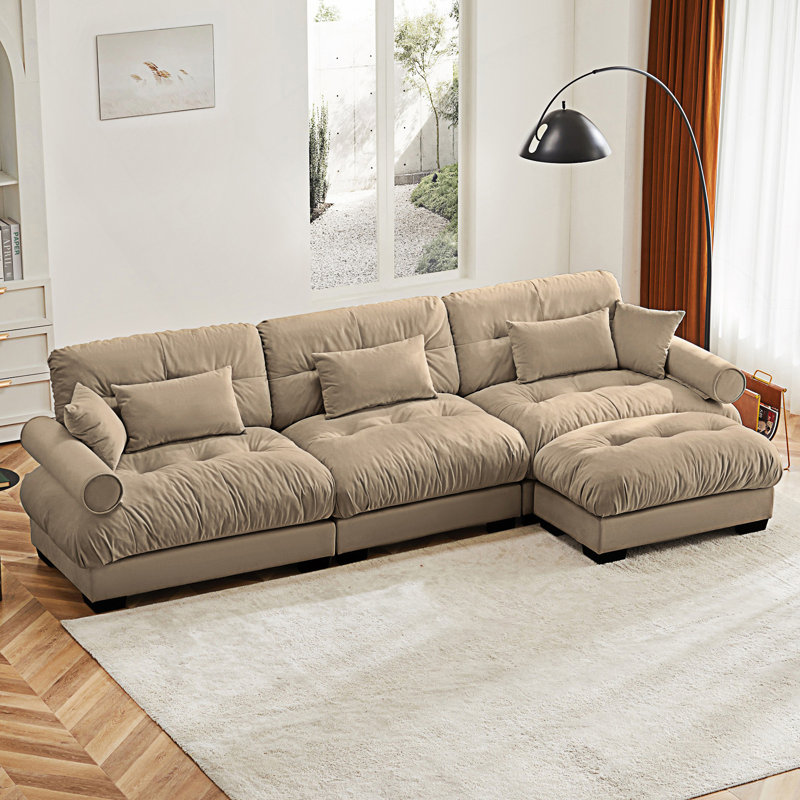 Canapé modulaire surdimensionné Bonfort, Velours brun clair