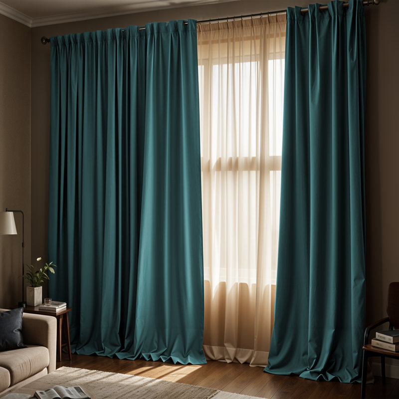 Timiko Blackout Thermal Insulated Curtain Panel, 52" W x 84" L, Teal