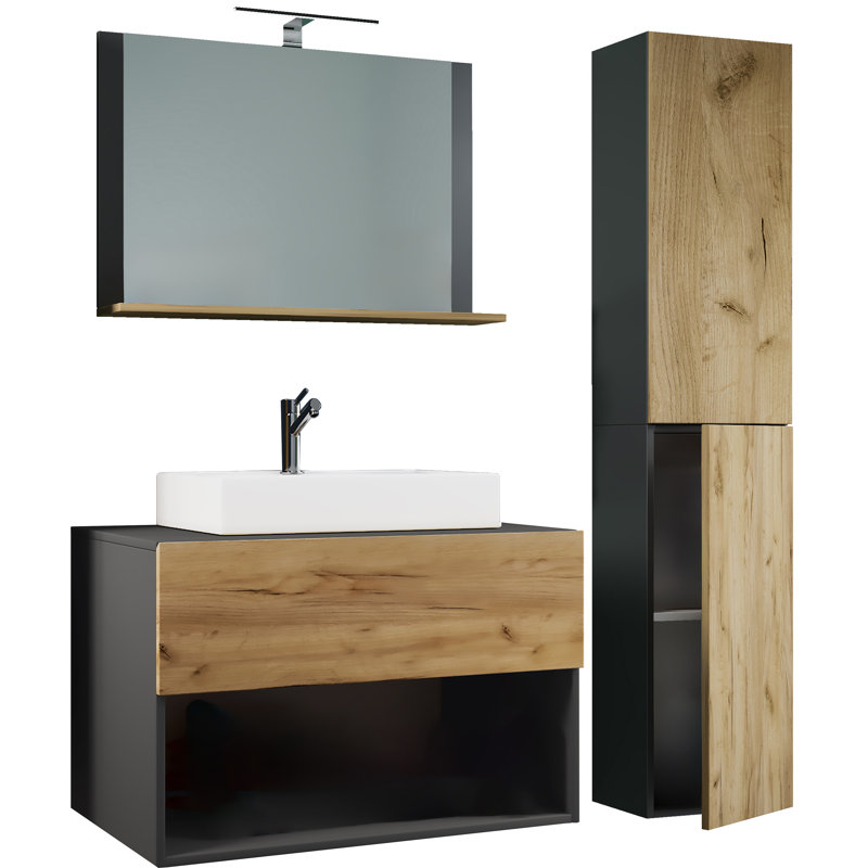 Amelien Bathroom Furniture Suite, Brown / Black