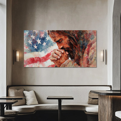  Patriotic Canvas Wall Art - American Flag Picture with Inspirational Artwork for Home Decoration - 4th of July Themed Painting for Living Room and Office, 12×24 inches