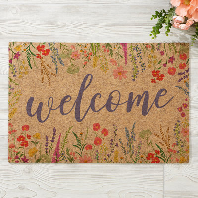 Personalization Mall Welcome Spring Synthetic Coir Doormat, 18x27