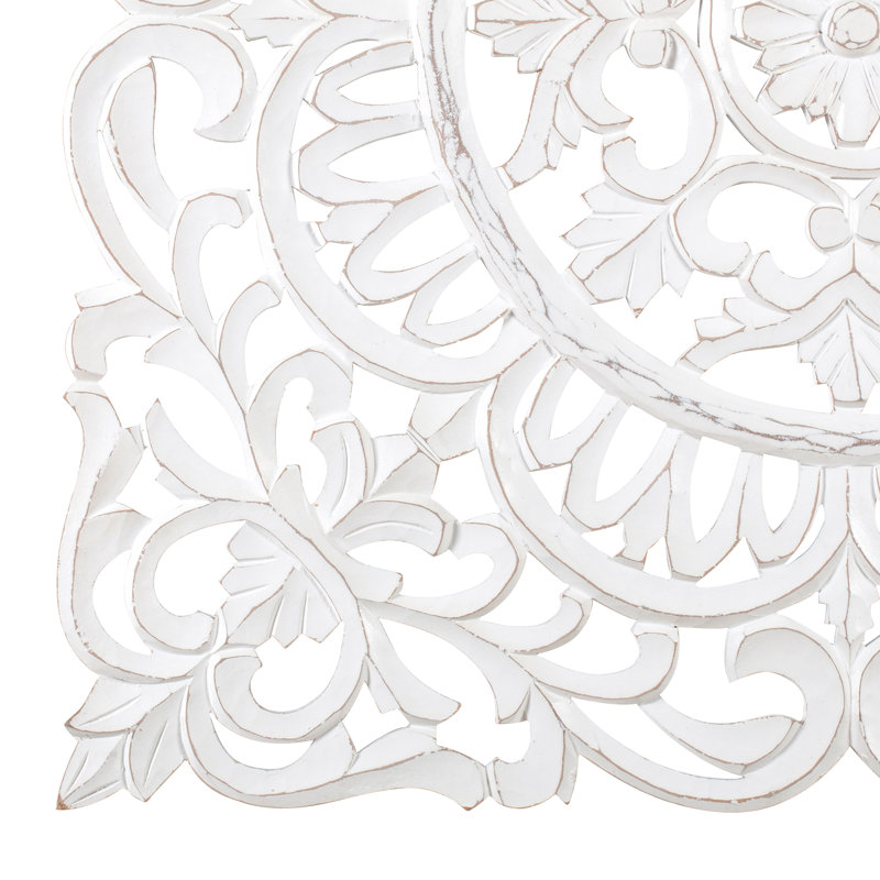 Décoration murale médaillon, Blanc, H 29,5 po x l 29,5 po x P 0,75 po
