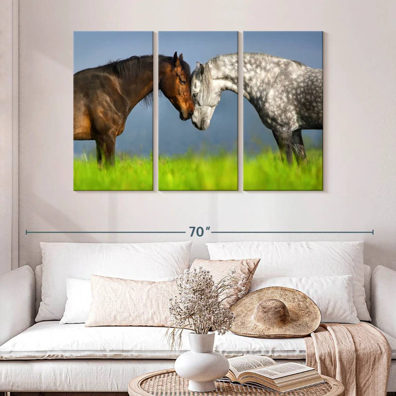 Couple de chevaux Hardie, H 32 po x l 50 po