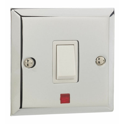Chrome Single Toggle Light Switch with Neon Light