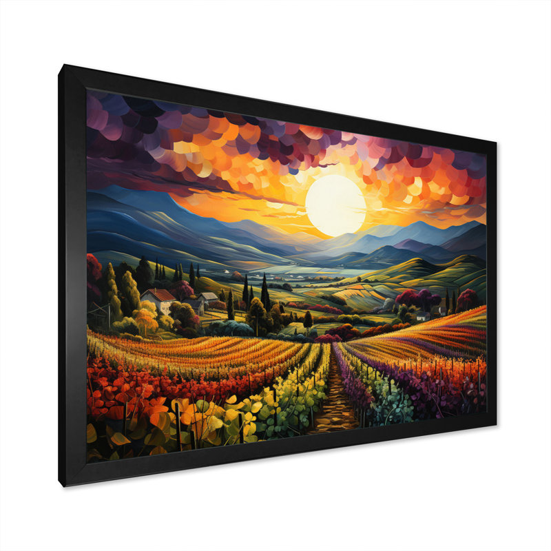 «Peah Green Vibrant Vineyard Collage Field», reproduction, H 30 po x l 40 po x P 1,5 po, Cadre photo noir simple